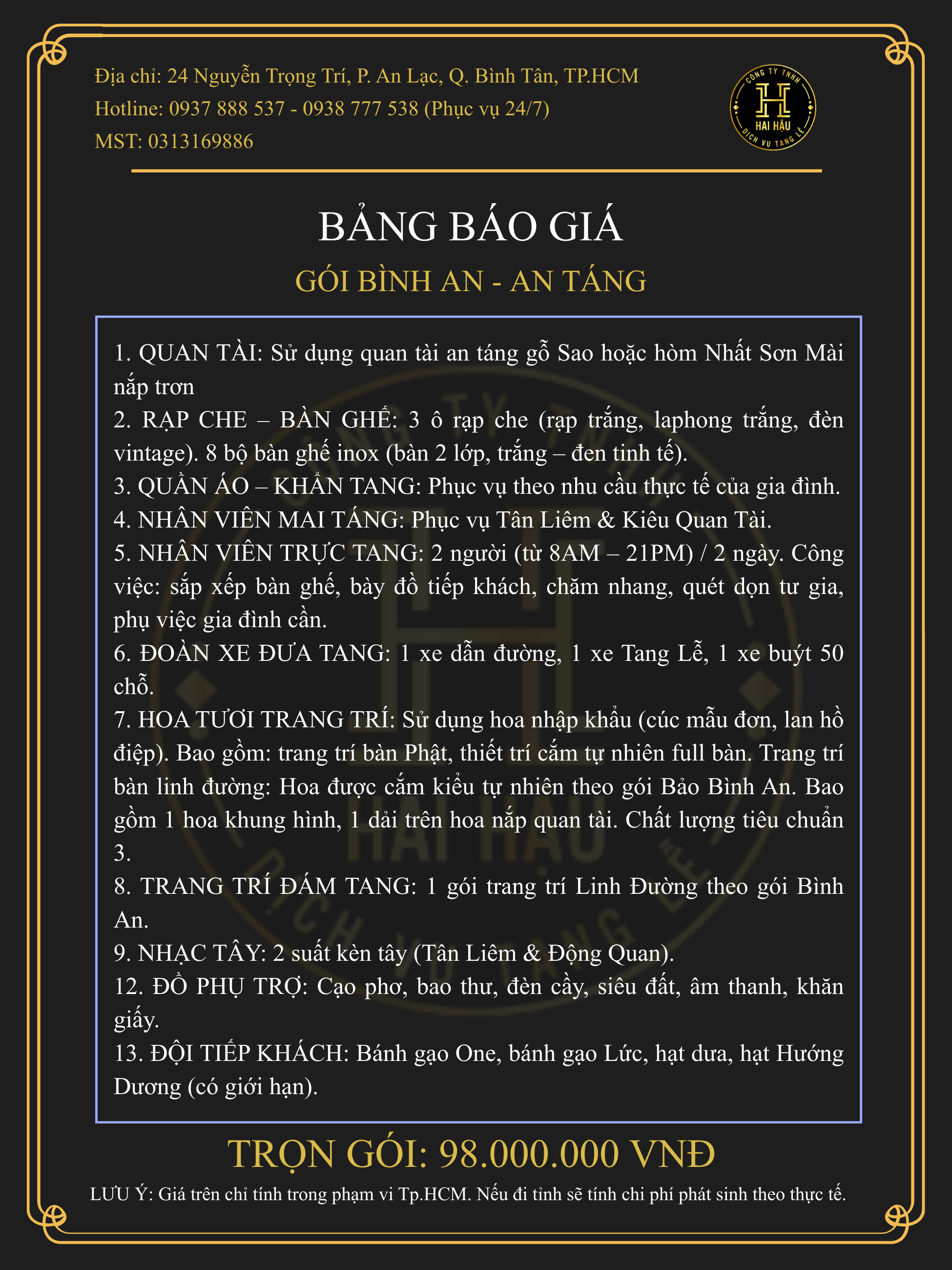 Gói BÌNH AN-An Táng