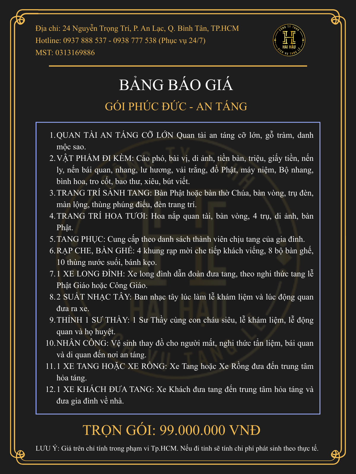 Gói PHÚC ĐỨC-An Táng