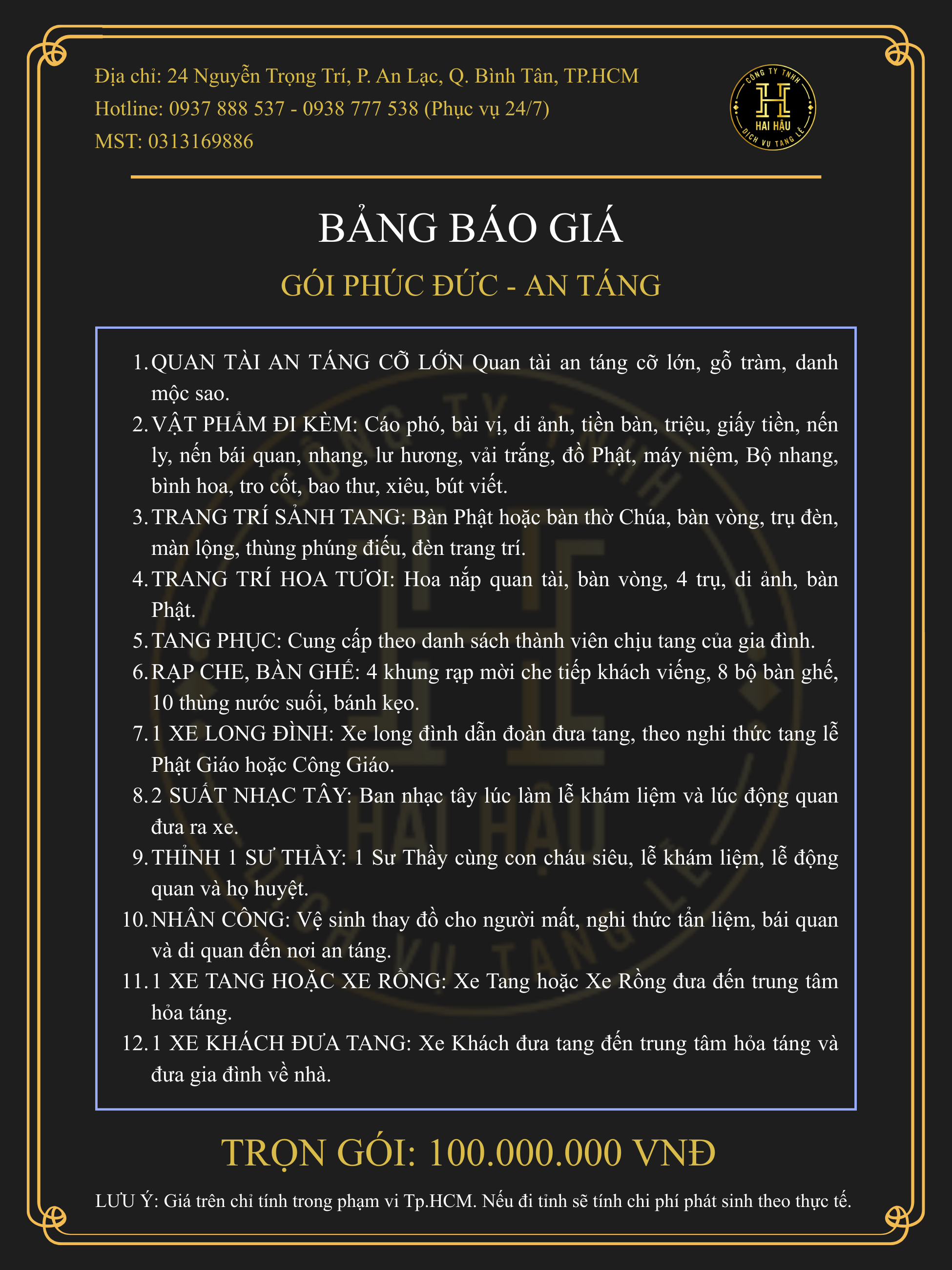 Gói PHÚC ĐỨC-An Táng