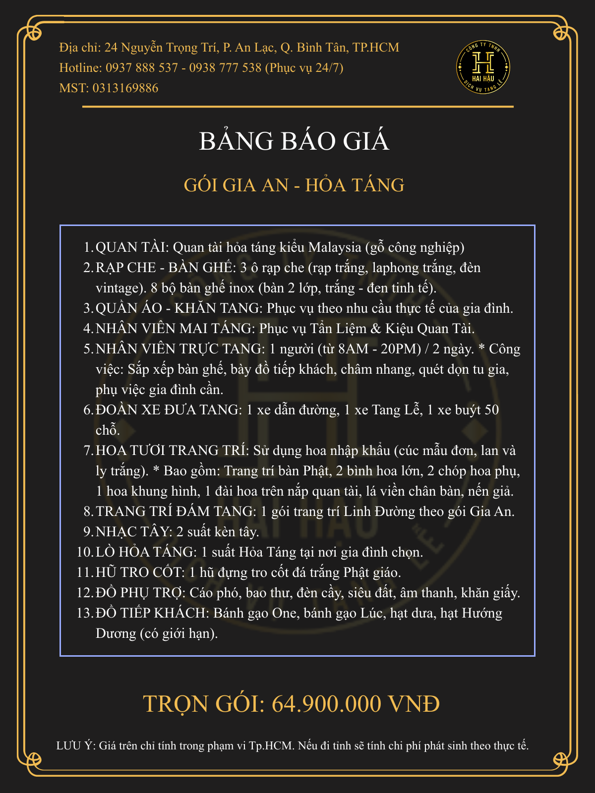 Gói GIA AN-Hỏa Táng